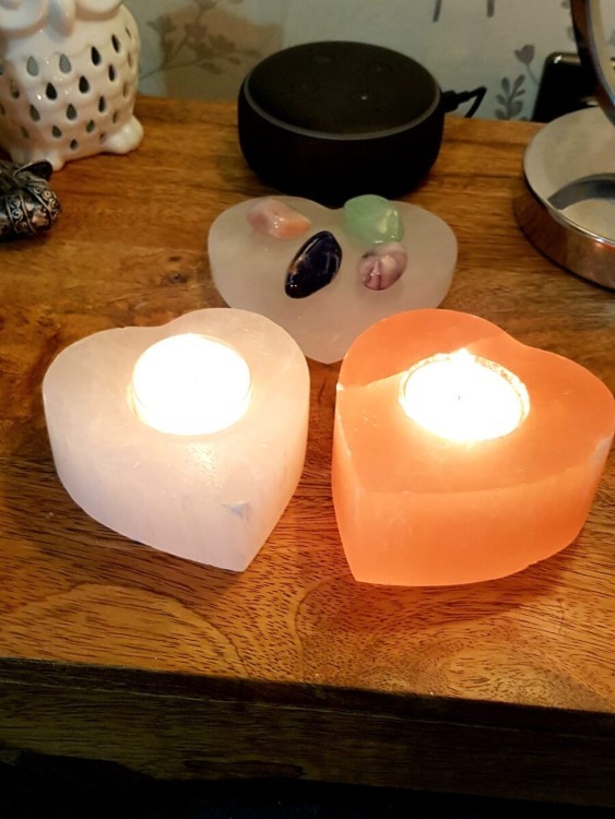 Selenite Heart Shaped Candle Holder - Image 2
