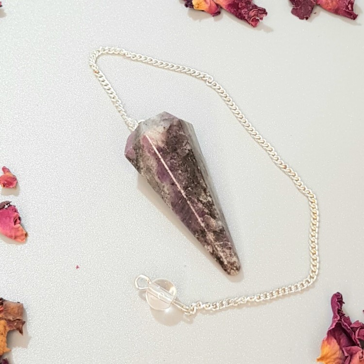Pink Garnet Faceted Crystal Cone Pendulum