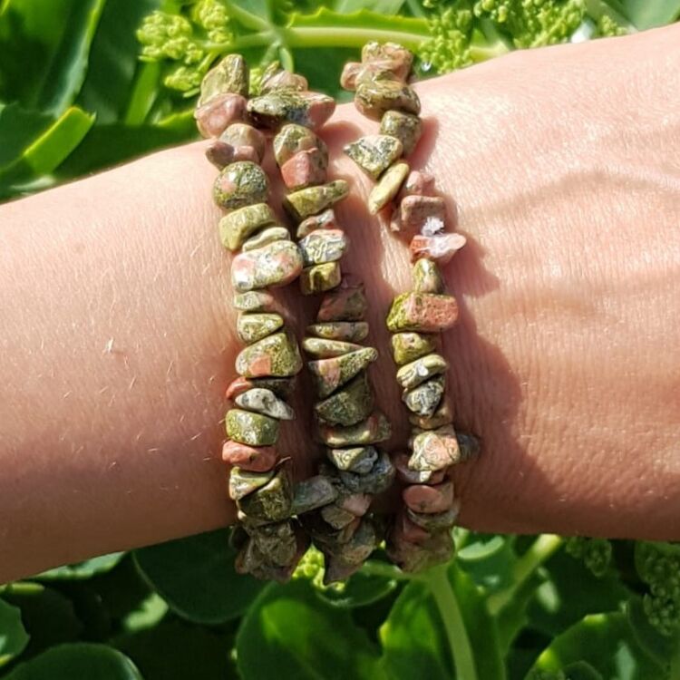 Unakite Crystal Chip Bracelet - Image 2