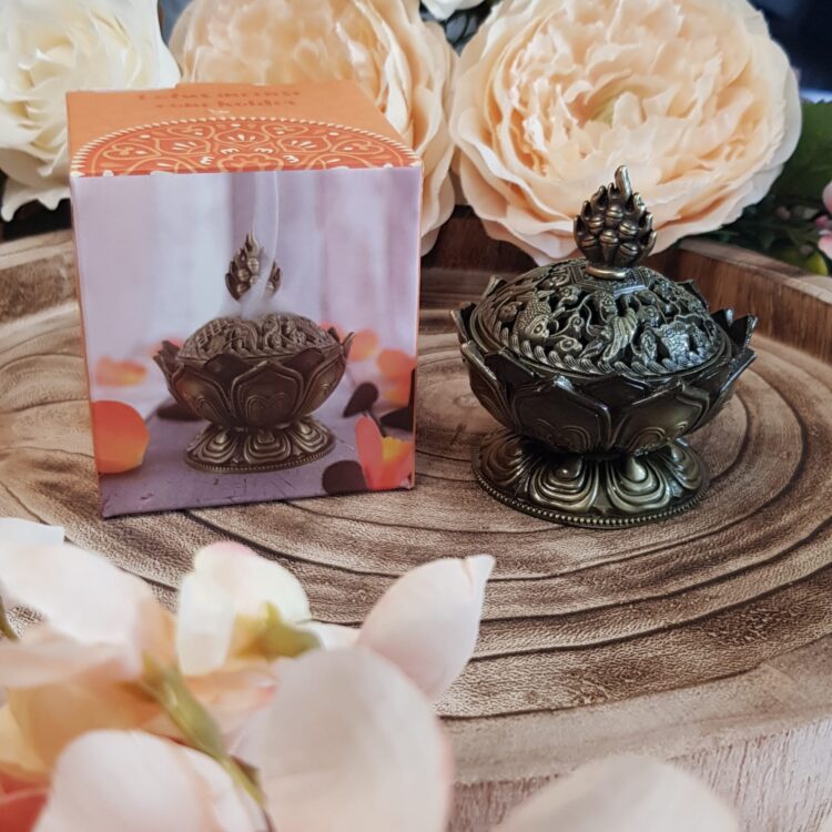 Metal Lotus Flower Incense Cone Holder - Image 3