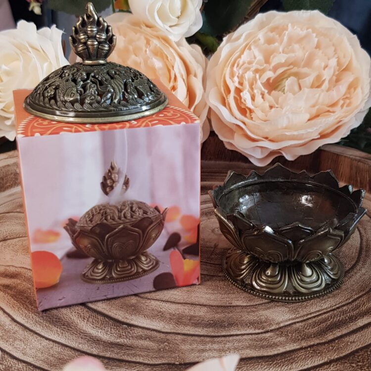 Metal Lotus Flower Incense Cone Holder - Image 2