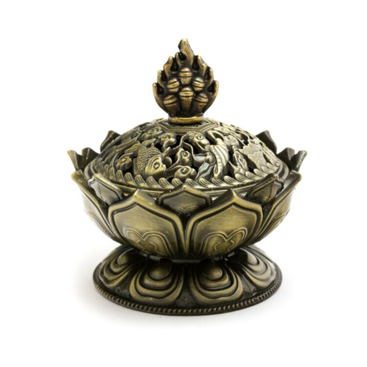 Metal Lotus Flower Incense Cone Holder - Image 4
