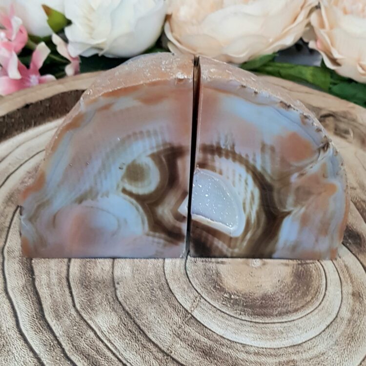 Red Agate Crystal Bookends Large With Druzy